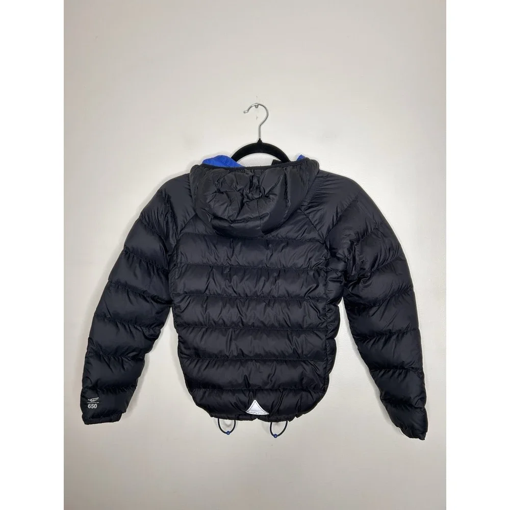 L.L. Bean 650 Fill Down Hooded Jacket Youth Black Stowaway Downtek Size Small 8